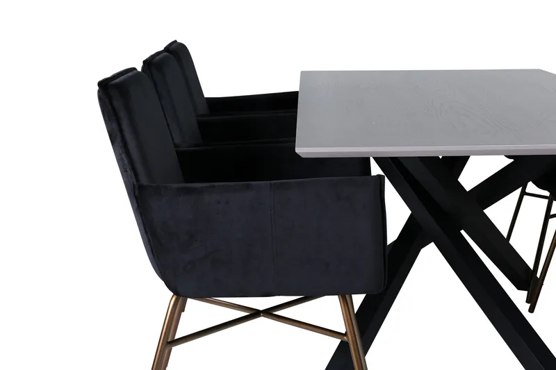 Piazza Spisegruppe 180 cm Rektangulær med 6 Petra Stoler - Sort - Møbler - Bord - Spisegrupper