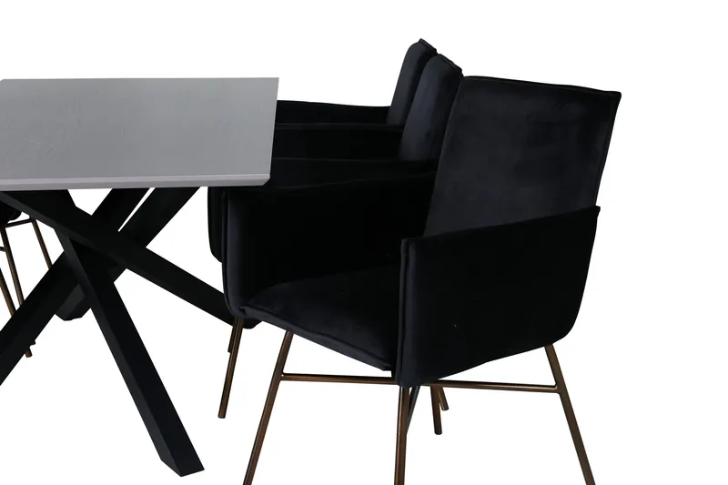 Piazza Spisegruppe 180 cm Rektangulær med 6 Petra Stoler - Sort - Møbler - Bord - Spisegrupper