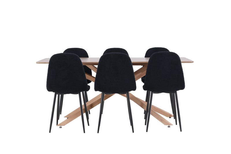 Piazza Spisegruppe 180 cm Rektangulær med 6 Polar stoler - Mocca/Sort - Møbler - Bord - Spisegrupper