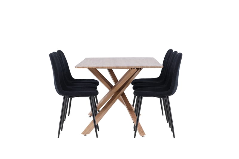 Piazza Spisegruppe 180 cm Rektangulær med 6 Polar stoler - Mocca/Sort - Møbler - Bord - Spisegrupper