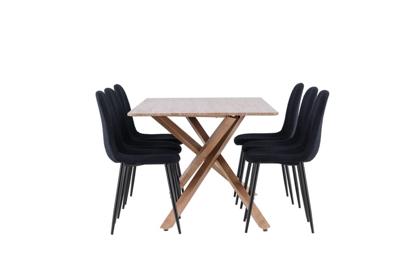 Piazza Spisegruppe 180 cm Rektangulær med 6 Polar stoler - Mocca/Sort - Møbler - Bord - Spisegrupper