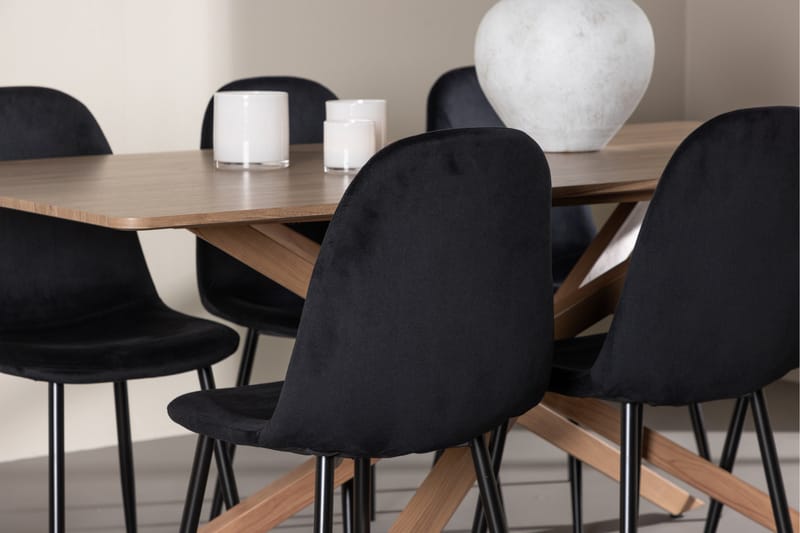 Piazza Spisegruppe 180 cm Rektangulær med 6 Polar stoler - Mocca/Sort - Møbler - Bord - Spisegrupper