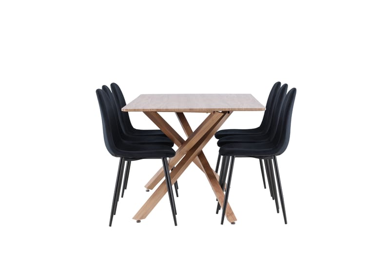 Piazza Spisegruppe 180 cm Rektangulær med 6 Polar stoler - Mocca/Sort - Møbler - Bord - Spisegrupper