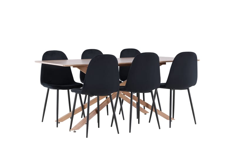Piazza Spisegruppe 180 cm Rektangulær med 6 Polar stoler - Mocca/Sort - Møbler - Bord - Spisegrupper