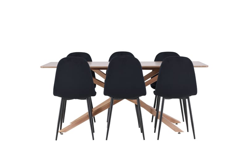 Piazza Spisegruppe 180 cm Rektangulær med 6 Polar stoler - Mocca/Sort - Møbler - Bord - Spisegrupper