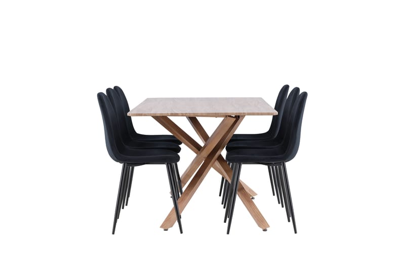 Piazza Spisegruppe 180 cm Rektangulær med 6 Polar stoler - Mocca/Sort - Møbler - Bord - Spisegrupper
