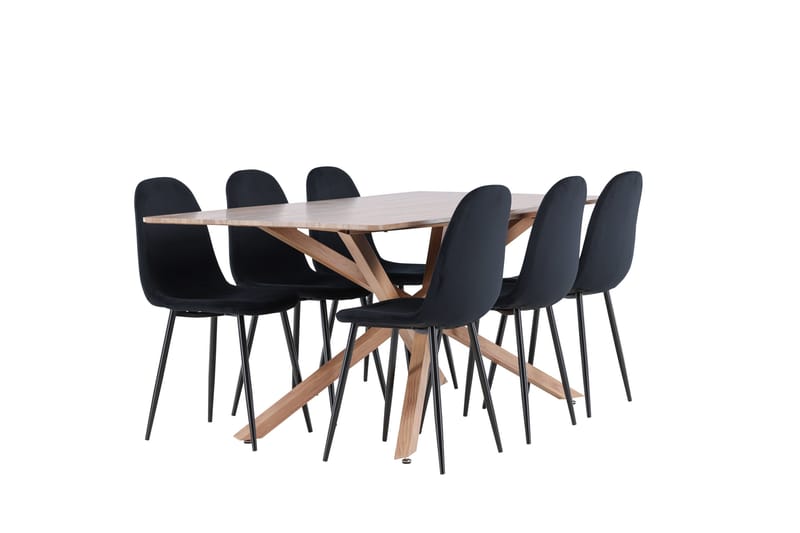 Piazza Spisegruppe 180 cm Rektangulær med 6 Polar stoler - Mocca/Sort - Møbler - Bord - Spisegrupper