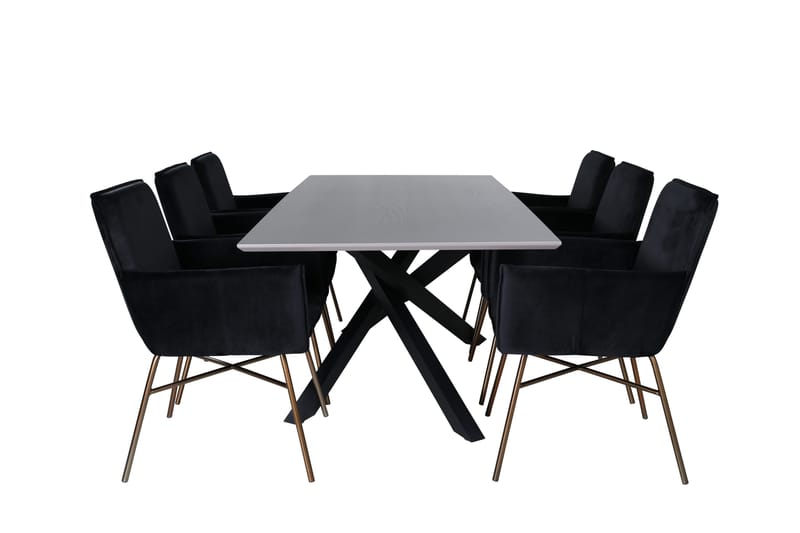 Piazza Spisegruppe 180 cm Rektangulær med 6 Petra Stoler - Sort - Møbler - Bord - Spisegrupper