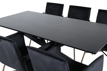 Piazza Spisegruppe 180 cm Rektangulær med 6 Petra Stoler - Sort - Møbler - Bord - Spisegrupper