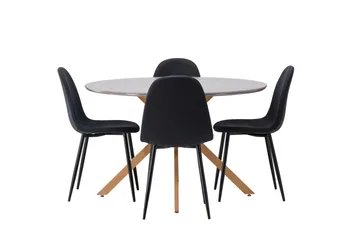 Piazza Spisegruppe + 4 stoler Rektangulær - Grå - Møbler - Bord - Spisegrupper