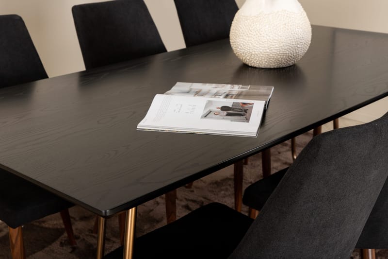 Pipi Spisegruppe 190 cm inkl. 6 Campomar Stoler - Svart/Kobber/Brun - Møbler - Bord - Spisegrupper