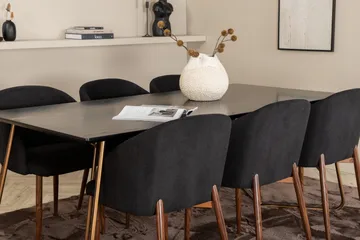 Pipi Spisegruppe 190 cm inkl. 6 Kullersbro Stoler - Svart/Kobber/Brun - Møbler - Bord - Spisegrupper