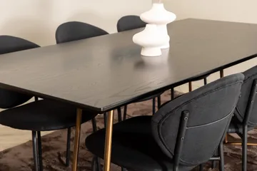 Pipi Spisegruppe 190 cm inkl. 6 Moncoll Stoler - Svart/Kobber - Møbler - Bord - Spisegrupper