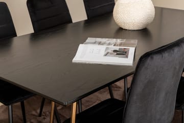 Pipi Spisegruppe 190 cm inkl. 6 Robin Fløyelsstoler - Svart/Kobber - Møbler - Bord - Spisegrupper