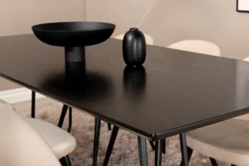 Pipi spisegruppe 190 cm inkl. 6 Velvets stoler - Svart - Møbler - Bord - Spisegrupper