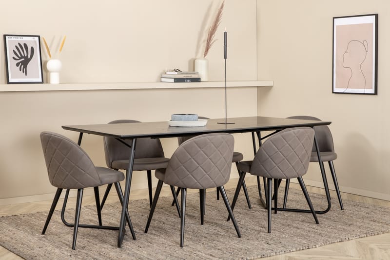 Pippi spisebord med 6 Fløyel Spisestol - Spisegrupper