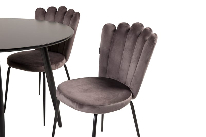 Plaza spisebord 100x100 cm med 4 Limhamn armstoler i fløyel - Møbler - Bord - Spisegrupper