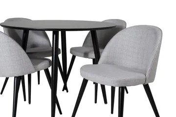 Plaza Spisebord 100x100 cm med 4 Velvet Spisestoler - Møbler - Bord - Spisegrupper