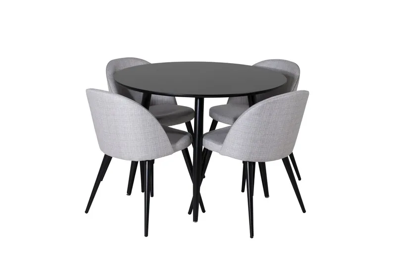Plaza Spisebord 100x100 cm med 4 Velvet Spisestoler - Møbler - Bord - Spisegrupper