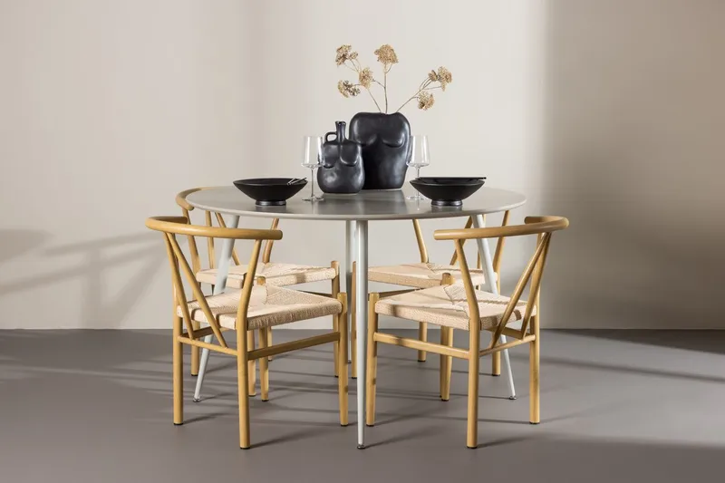 Plaza spisebord 120 cm med 4 Alfons armstoler