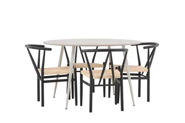 Plaza spisebord 120 cm med 4 Alfons armstoler - Møbler - Bord - Spisegrupper