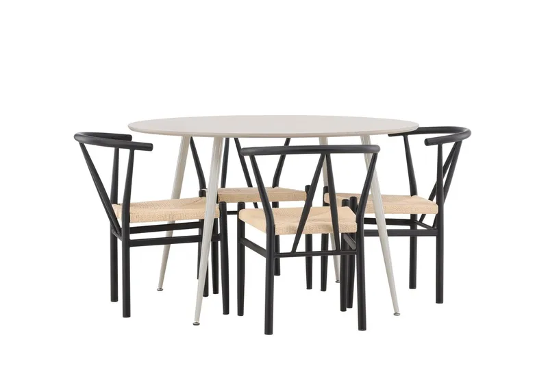 Plaza spisebord 120 cm med 4 Alfons armstoler - Møbler - Bord - Spisegrupper