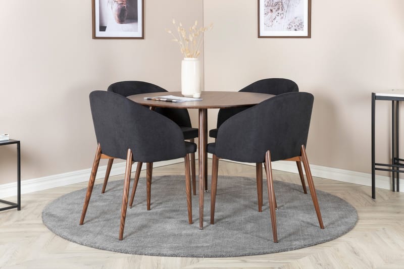 Plaza Spisegruppe 100 cm Rund med 4 Arch Stoler - Sort - Møbler - Bord - Spisegrupper
