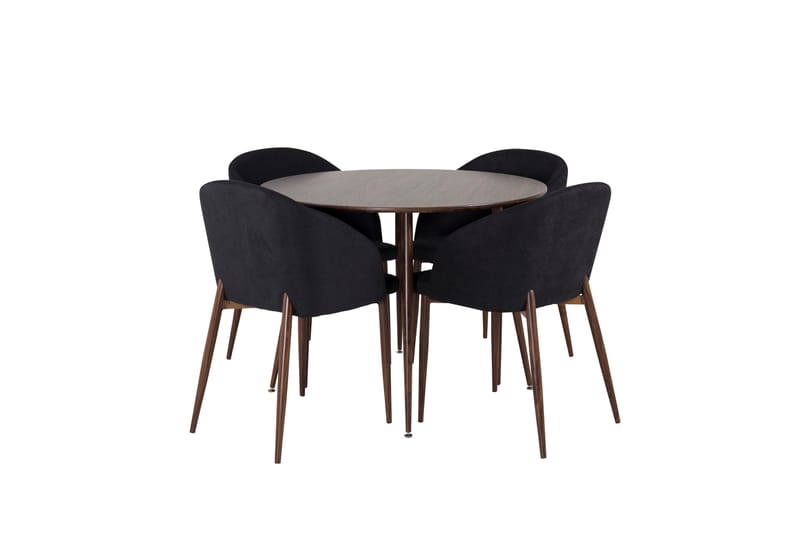 Plaza Spisegruppe 100 cm Rund med 4 Arch Stoler, Sort