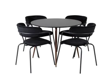 Plaza Spisegruppe 100 cm Rund med 4 Arrow-stoler - Sort - Møbler - Bord - Spisegrupper