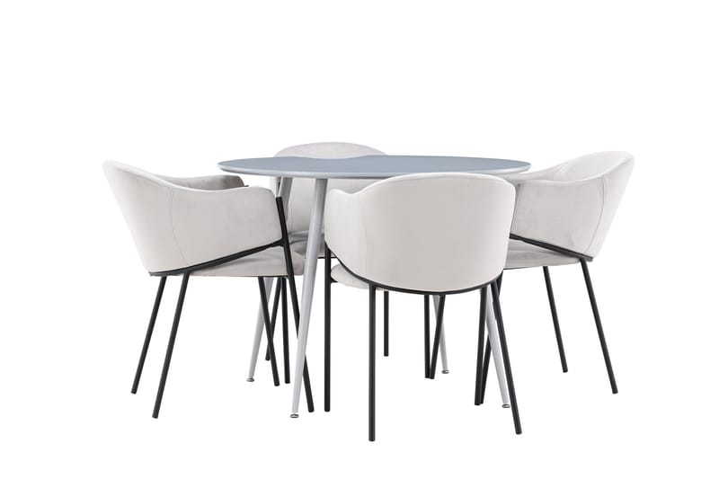 Plaza Spisegruppe 100 cm Rund med 4 Evelina stoler - Grå/Grå - Møbler - Bord - Spisegrupper