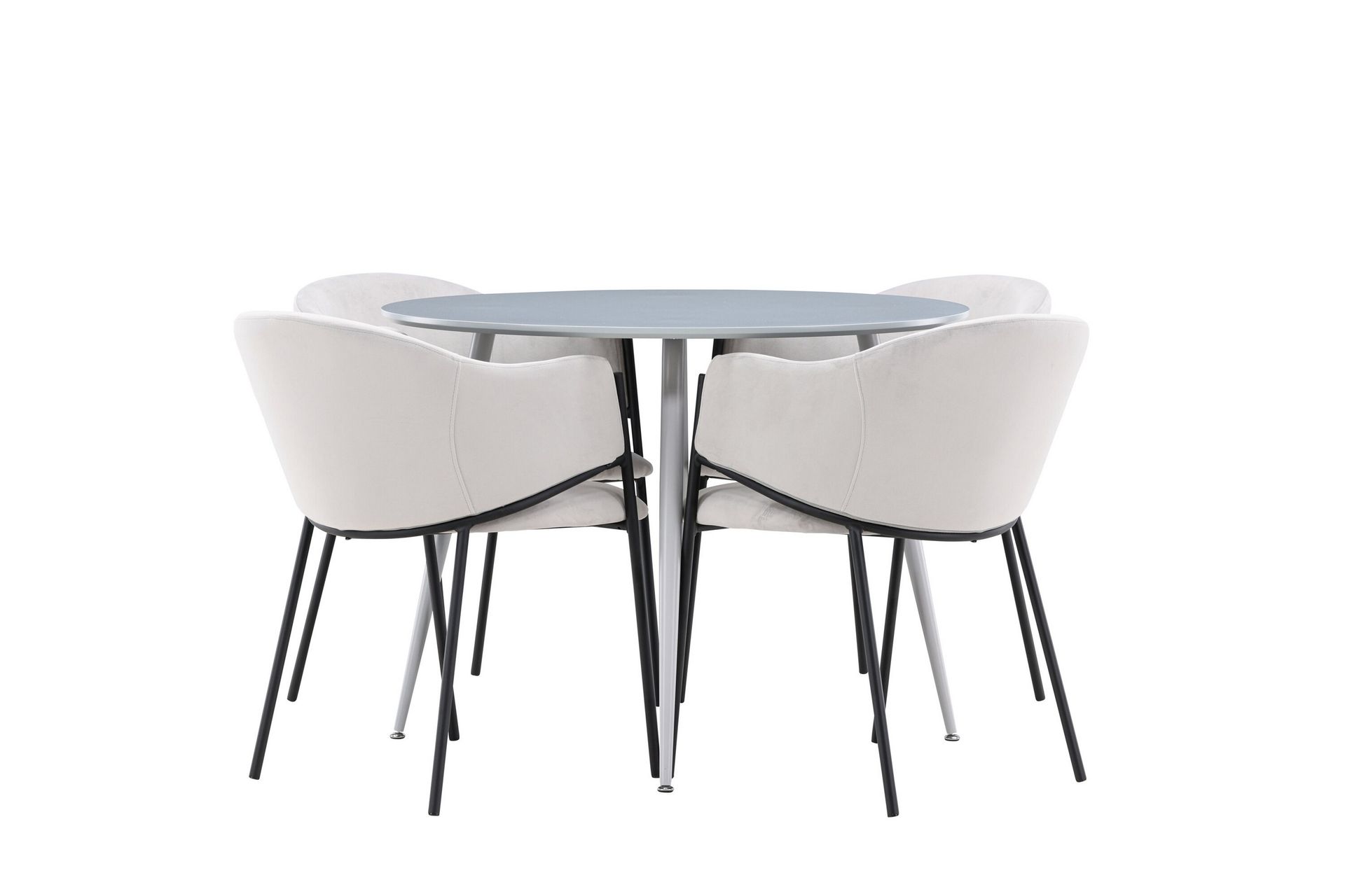 Plaza Spisegruppe 100 cm Rund med 4 Evelina stoler - Grå/Grå - Møbler - Bord - Spisegrupper