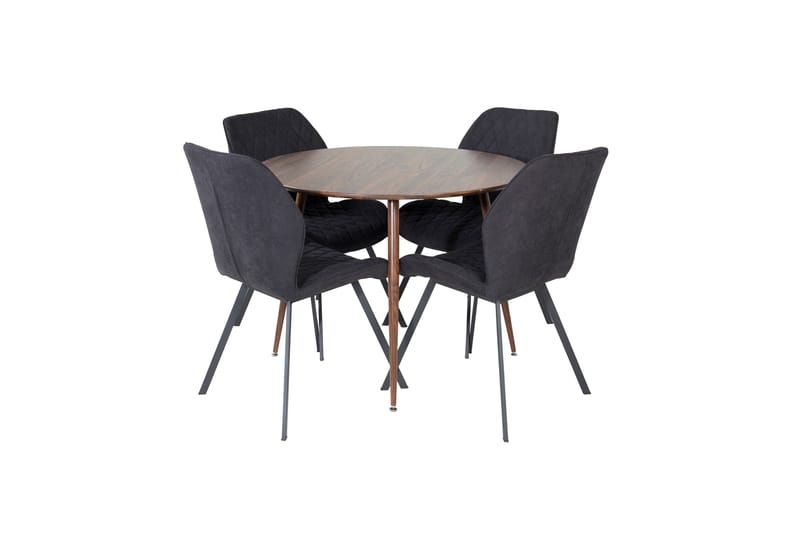 Plaza Spisegruppe 100 cm Rund med 4 Gemma-stoler, Sort