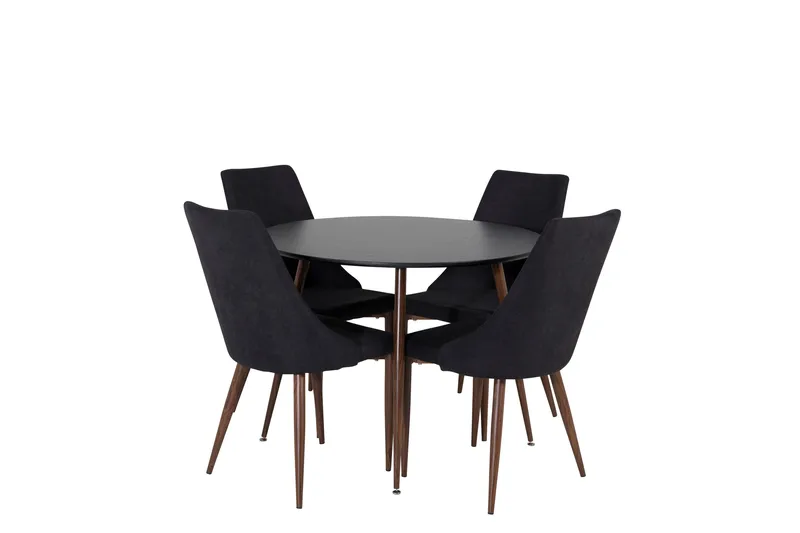 Plaza Spisegruppe 100 cm Rund med 4 Leone-stoler, Sort