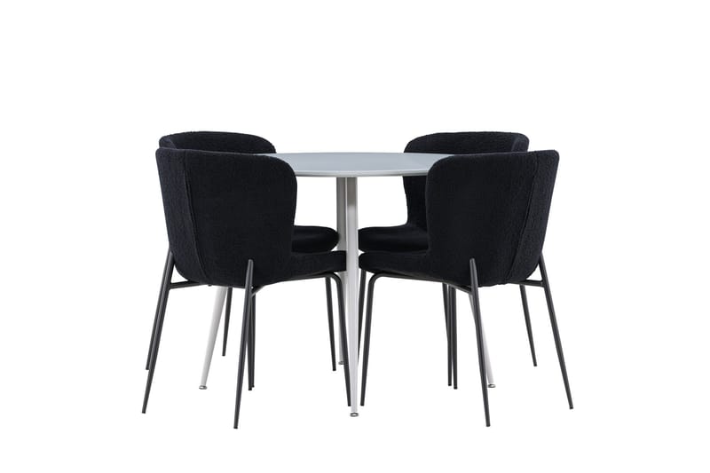 Plaza Spisegruppe 100 cm Rund med 4 Modesto stoler - Grå/Sort - Møbler - Bord - Spisegrupper