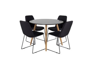 Plaza Spisegruppe 100 cm Rund med 4 Muce-stoler - Sort - Møbler - Bord - Spisegrupper
