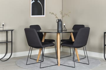 Plaza Spisegruppe 100 cm Rund med 4 Muce-stoler - Sort - Møbler - Bord - Spisegrupper
