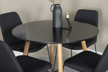 Plaza Spisegruppe 100 cm Rund med 4 Muce-stoler - Sort - Møbler - Bord - Spisegrupper
