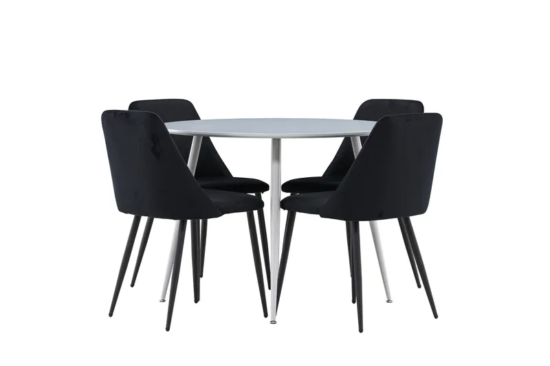 Plaza Spisegruppe 100 cm Rund med 4 Night stoler, Grå/Sort