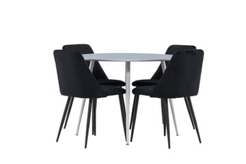 Plaza Spisegruppe 100 cm Rund med 4 Night stoler - Grå/Sort - Møbler - Bord - Spisegrupper