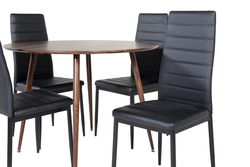 Plaza Spisegruppe 100 cm Rund med 4 Slim Stoler - Sort - Møbler - Bord - Spisegrupper