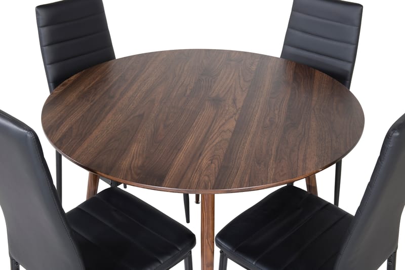 Plaza Spisegruppe 100 cm Rund med 4 Slim Stoler - Sort - Møbler - Bord - Spisegrupper