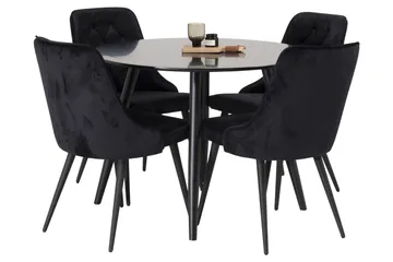 Plaza Spisegruppe 100 cm Rund med 4 Velvet Stoler