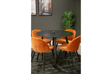 Plaza Spisegruppe 100 cm Rund med 4 Velvet Stoler