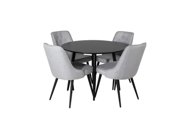Plaza Spisegruppe 100 cm Rund med 4 Velvet Stoler