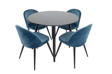 Plaza spisegruppe 100 cm rund med 4 Velvet-stoler - Møbler - Bord - Spisegrupper