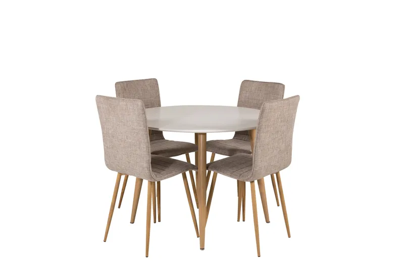 Plaza Spisegruppe 100 cm Rund med 4 Windu Lyx Stoler, Lys grå