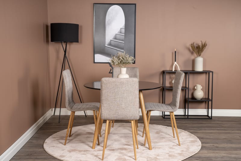 Plaza Spisegruppe 100 cm Rund med 4 Windu Lyx Stoler - Lys grå - Møbler - Bord - Spisegrupper