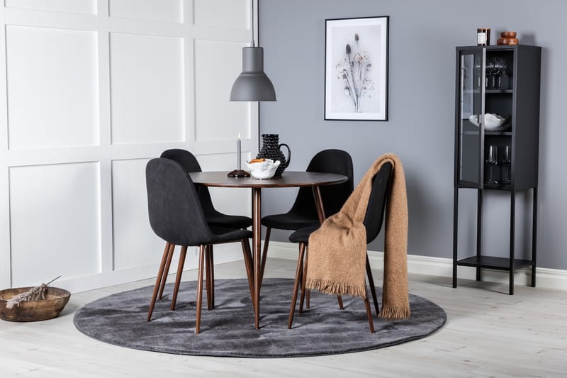 Plaza Spisegruppe 100 cm Rund med 4 Polar Stoler - Sort - Møbler - Bord - Spisegrupper