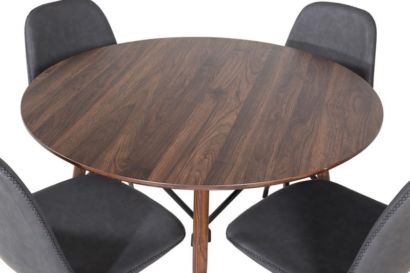 Plaza Spisegruppe 100 cm Rund med 4 Polar Stoler - Sort - Møbler - Bord - Spisegrupper