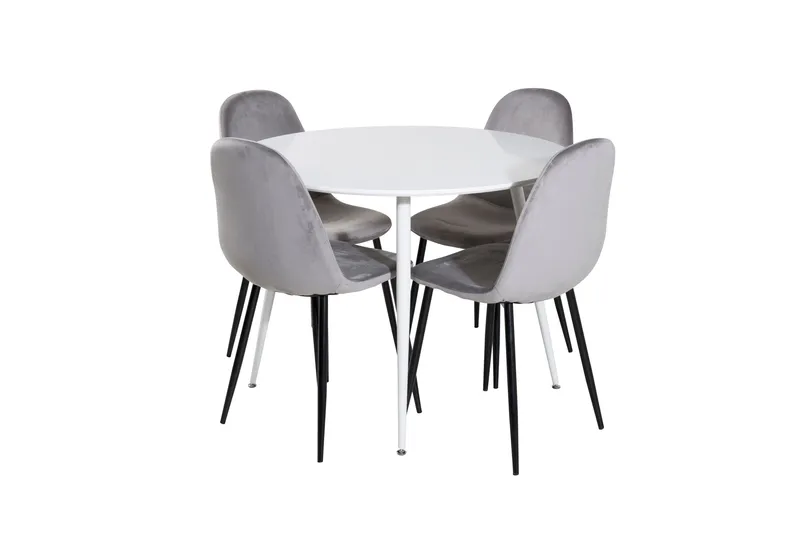 Plaza Spisegruppe 100 cm Rund med 4 Polar Stoler, Sort